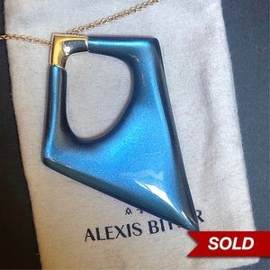 UPDATED Blue Velvet Lucite Necklace EUC